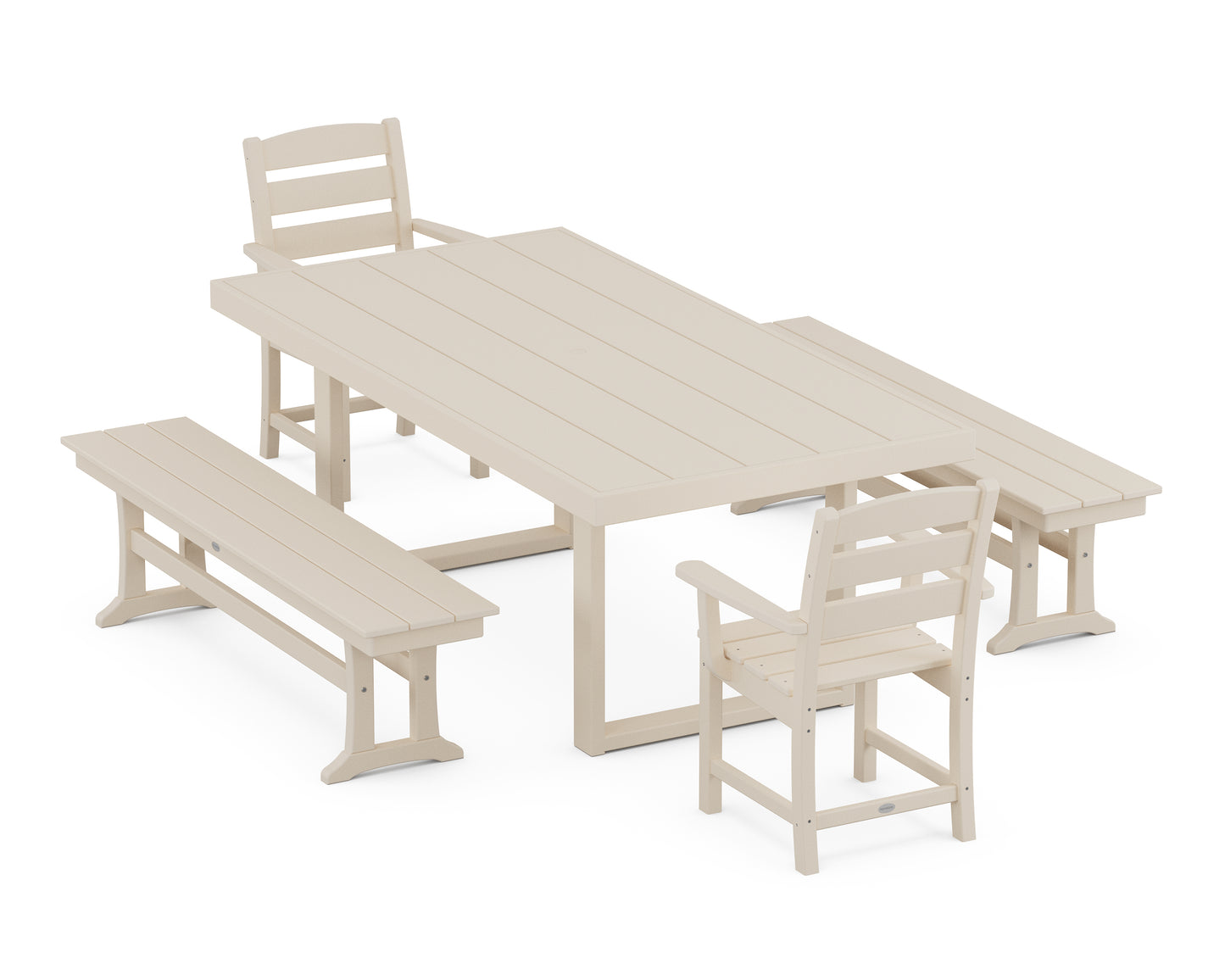 Lakeside 5-Piece Dining Set with Benches