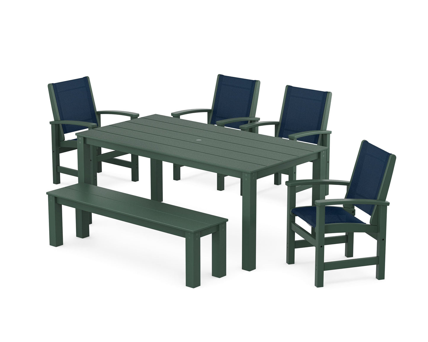 Coastal 6-Piece Parsons Dining Set with Bench