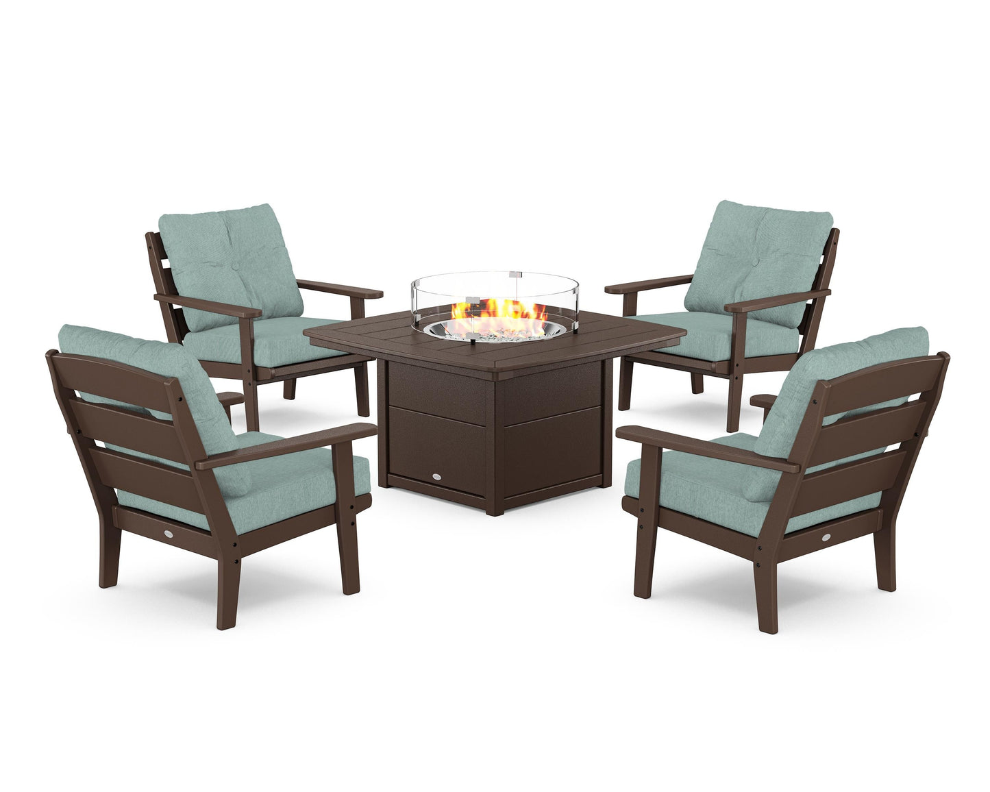 Lakeside 5-Piece Deep Seating Set with Nautical Fire Pit Table