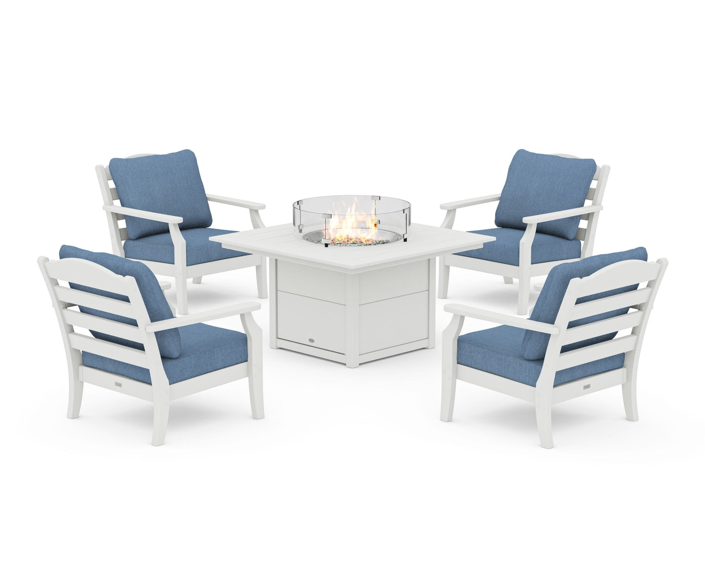 Savannah 5-Piece Deep Seating Set with Fire Pit Table