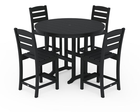 Lakeside 5-Piece Farmhouse Round Side Chair Counter  Set