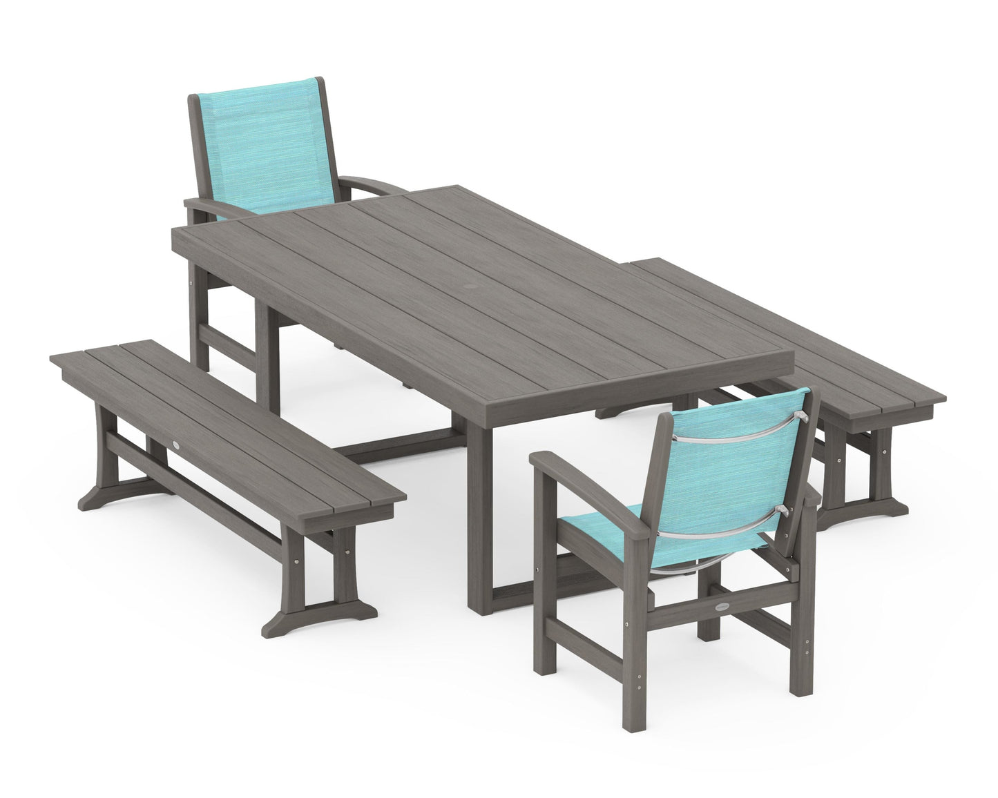 Coastal 5-Piece Dining Set with Trestle Legs