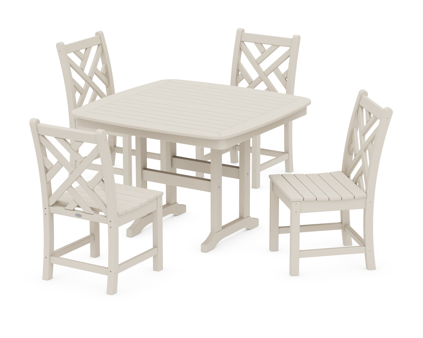 Chippendale Side Chair 5-Piece Dining Set with Trestle Legs