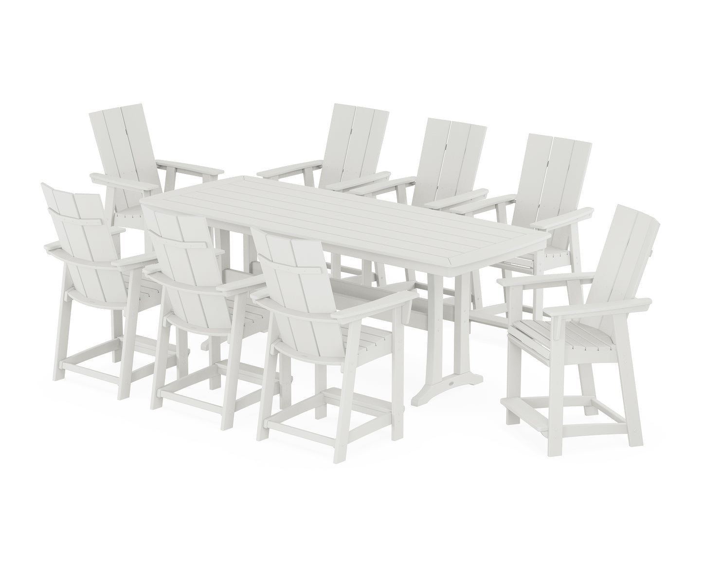 Modern Curveback Adirondack 9-Piece Counter Set with Trestle Legs