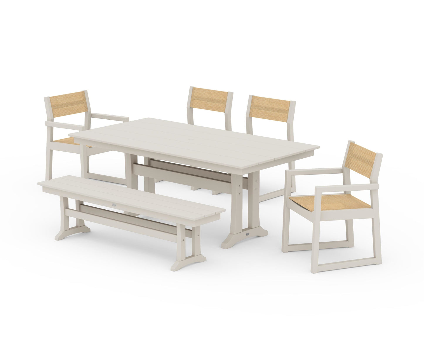 EDGE Sling 6-Piece Farmhouse Dining Set With Trestle Legs