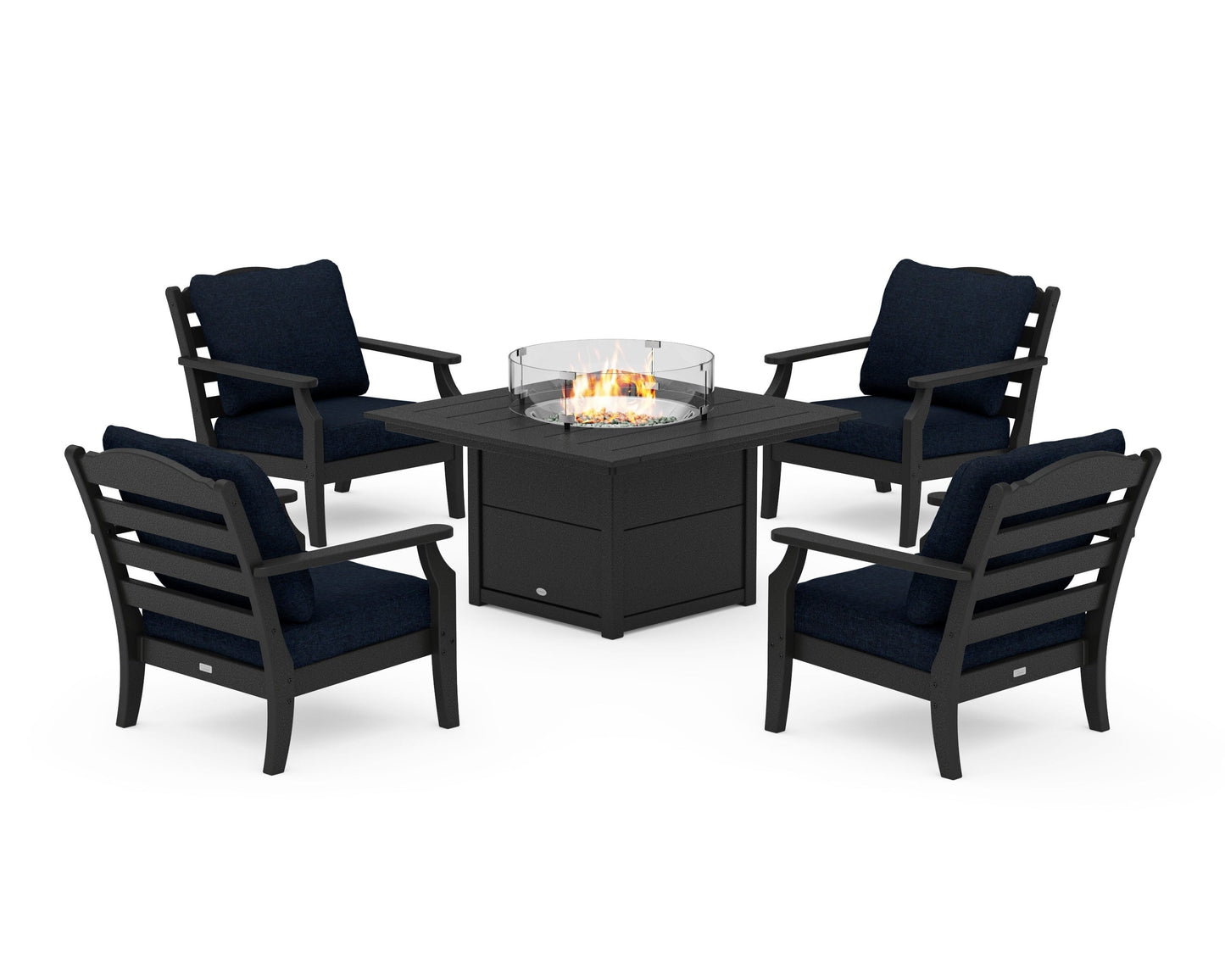 Savannah 5-Piece Deep Seating Set with Fire Pit Table