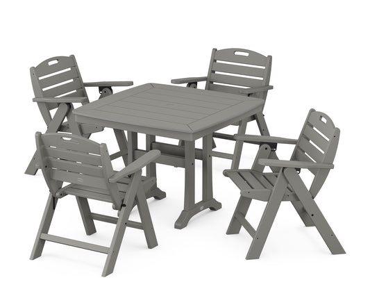Nautical Folding Lowback Chair 5-Piece Dining Set with Trestle Legs
