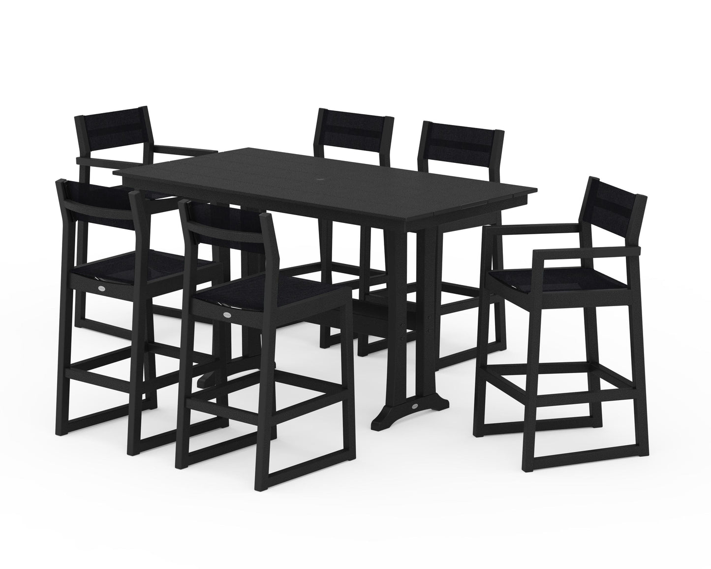 EDGE Sling 7-Piece Farmhouse Bar Set with Trestle Legs