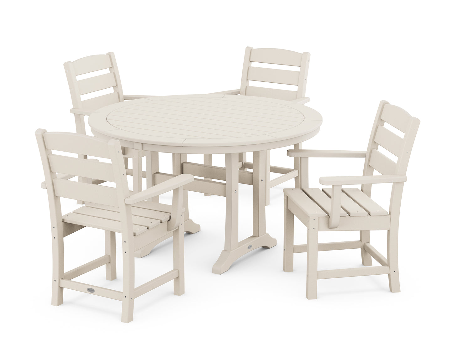 Lakeside 5-Piece Round Dining Set with Trestle Legs