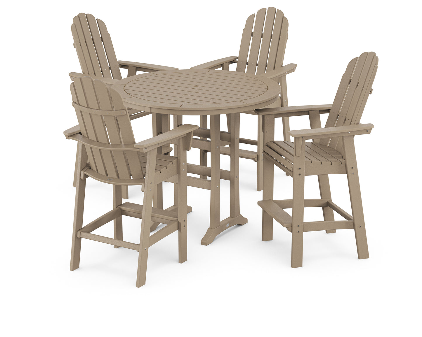 Vineyard Curveback Adirondack 5-Piece Nautical Trestle Bar Set