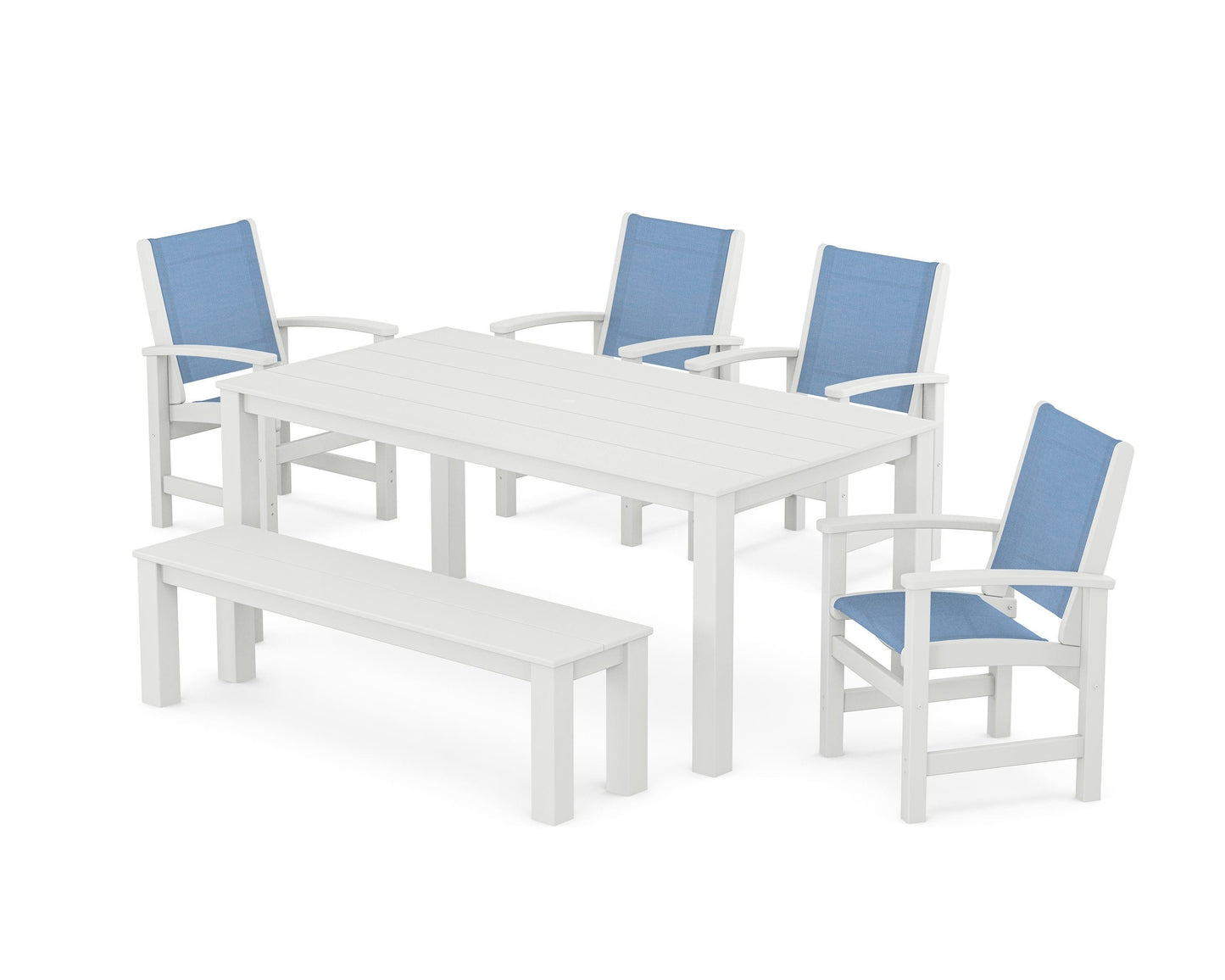 Coastal 6-Piece Parsons Dining Set with Bench