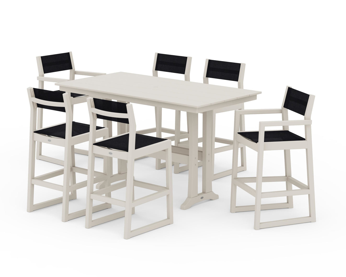 EDGE Sling 7-Piece Farmhouse Bar Set with Trestle Legs