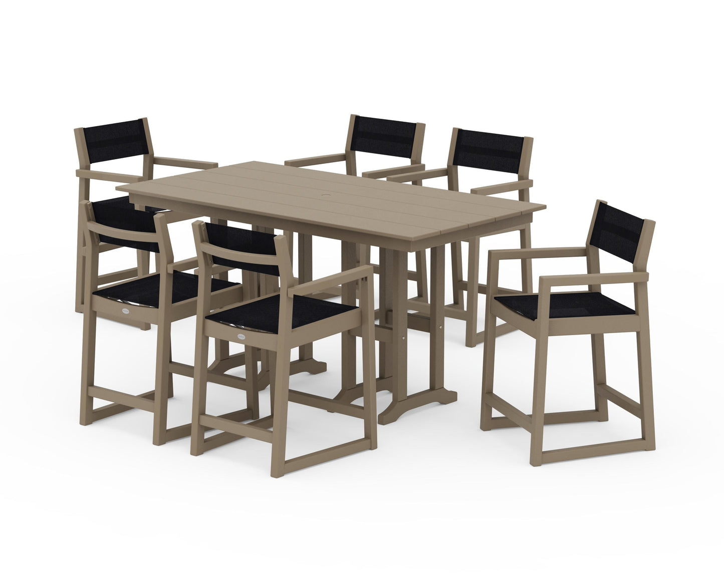 EDGE Sling Arm Chair 7-Piece Farmhouse Counter Set