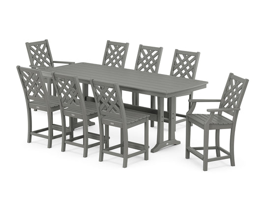 Wovendale 9-Piece Counter Set with Trestle Legs