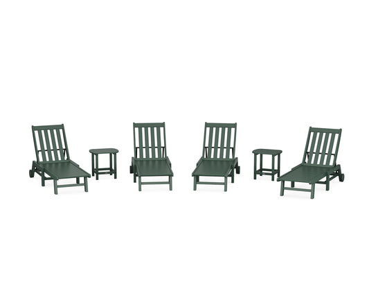 Vineyard 6-Piece Chaise with Wheels Set