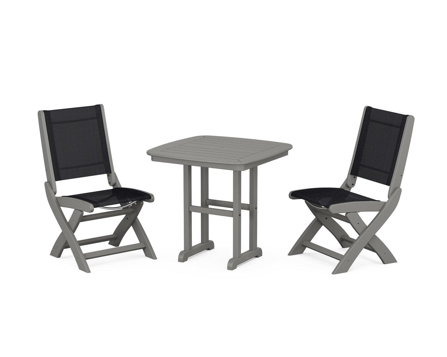 Coastal Folding Side Chair 3-Piece Dining Set