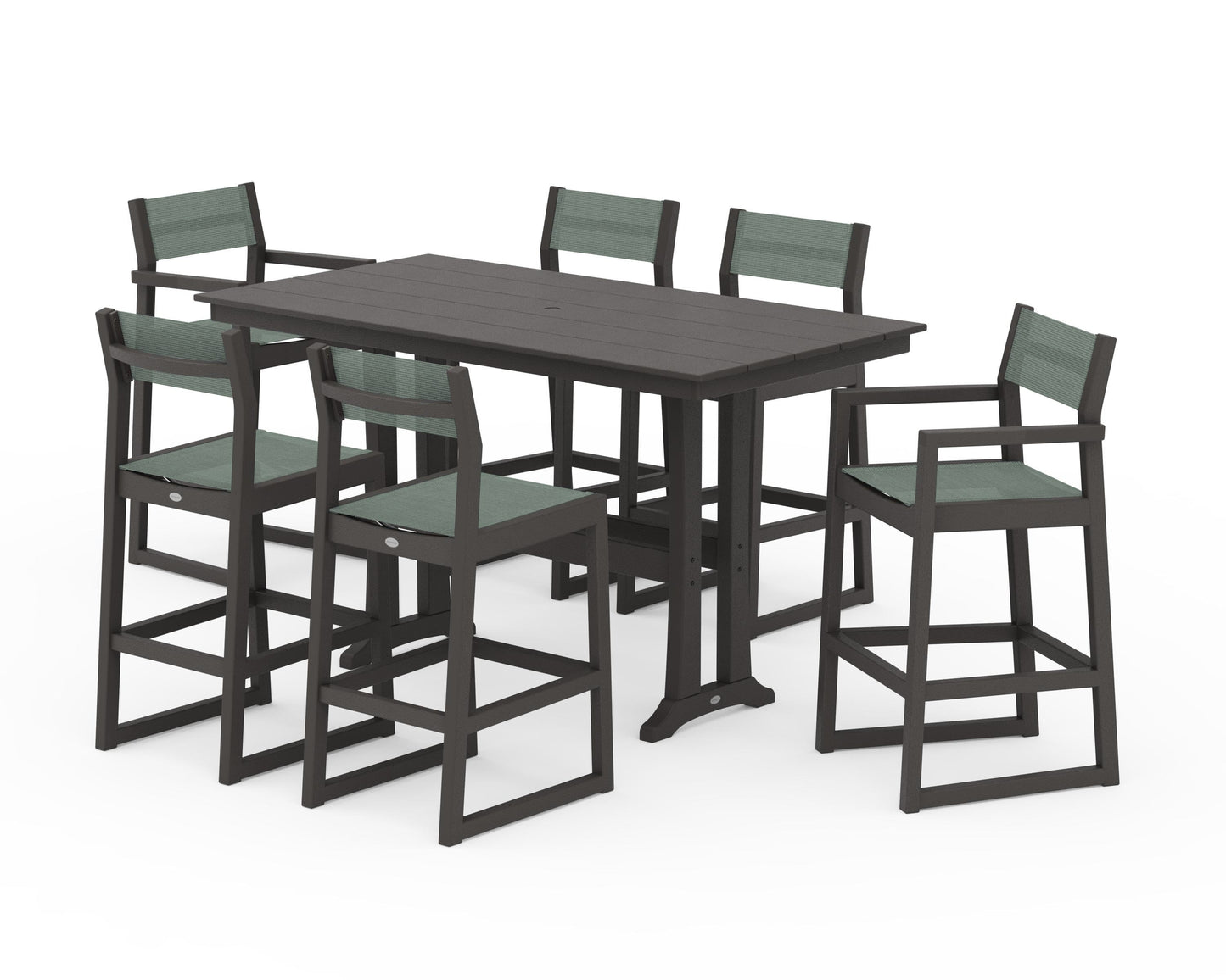 EDGE Sling 7-Piece Farmhouse Bar Set with Trestle Legs