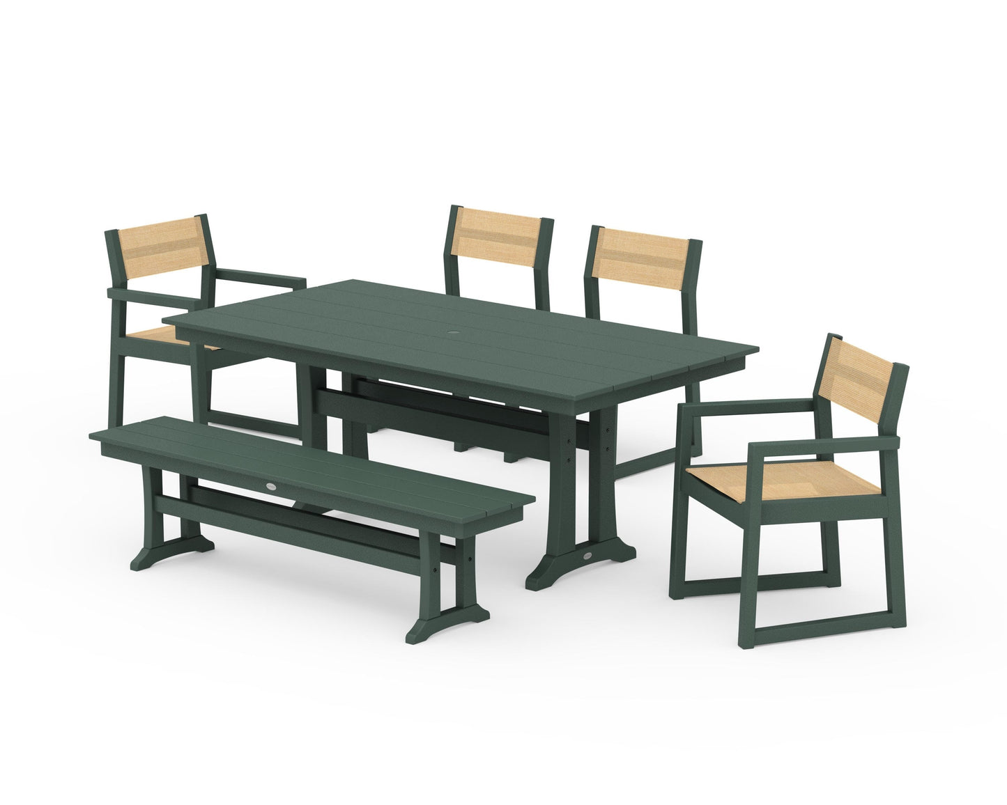 EDGE Sling 6-Piece Farmhouse Dining Set With Trestle Legs