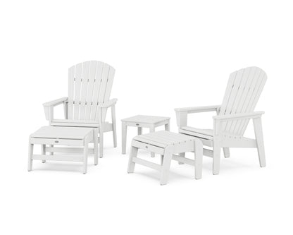 5-Piece Nautical Grand Upright Adirondack Set with Ottomans and Side Table