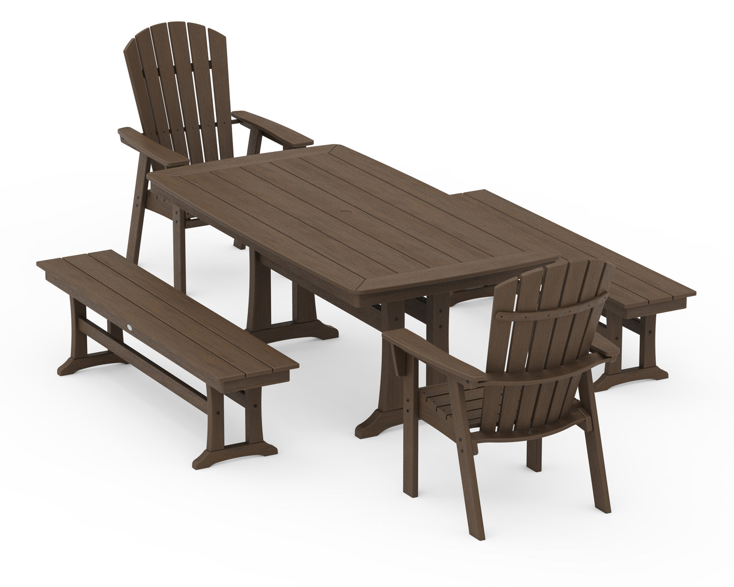 Nautical Adirondack 5-Piece Dining Set with Trestle Legs