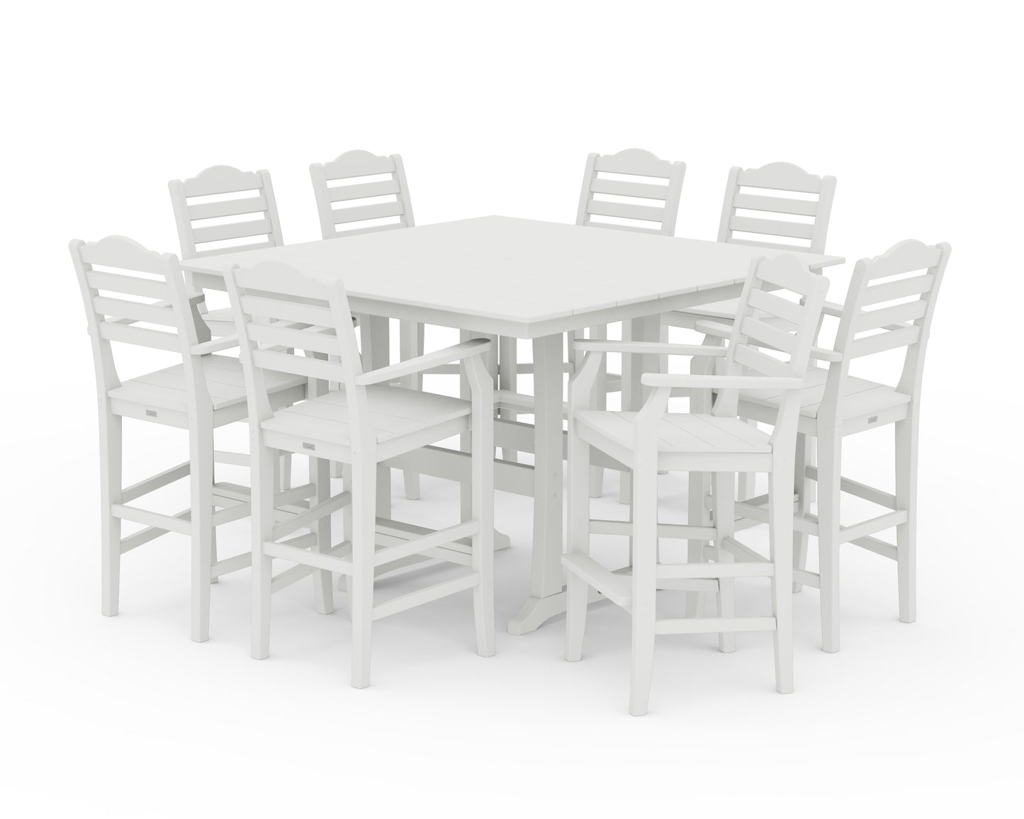 Savannah 9-Piece Square Farmhouse Bar Set with Trestle Legs