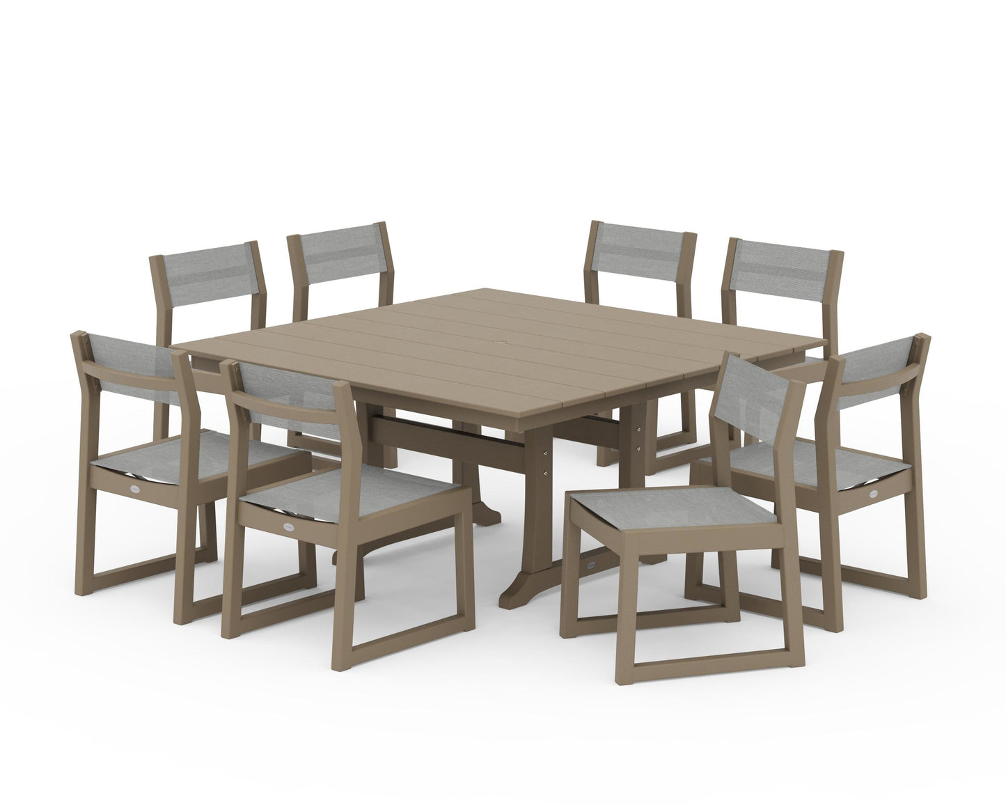 EDGE Sling Side Chair 9-Piece Farmhouse Trestle Dining Set