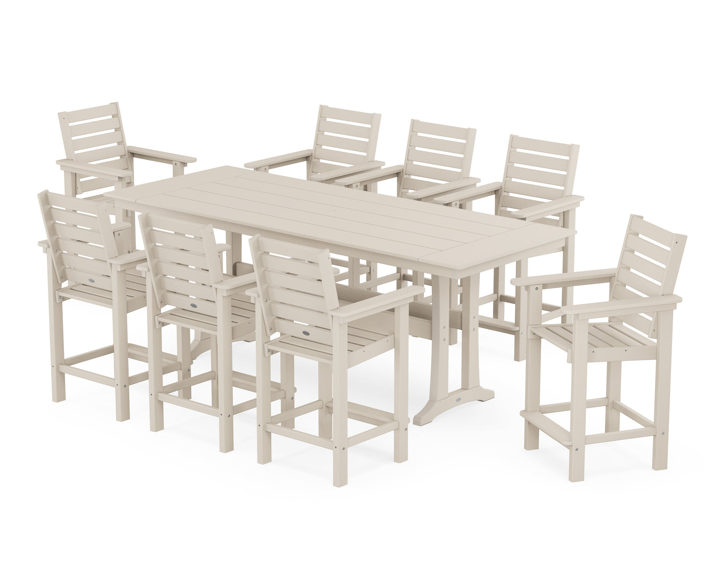 Captain 9-Piece Farmhouse Counter Set with Trestle Legs