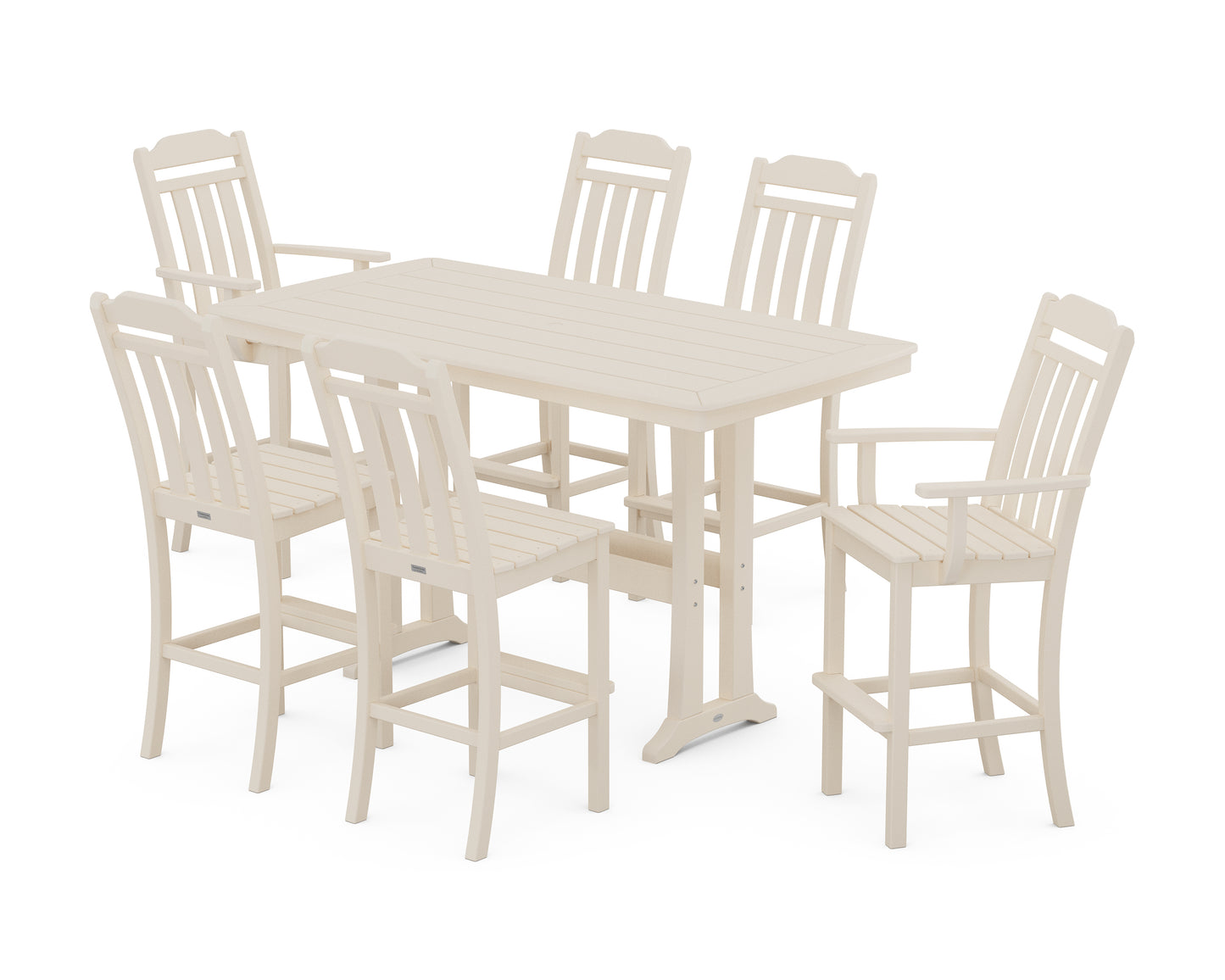 Cottage 7-Piece Bar Set with Trestle Legs