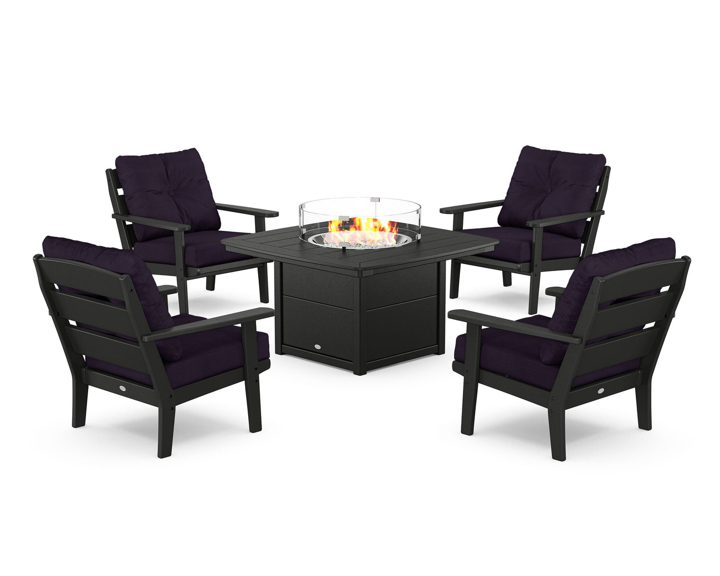 Lakeside 5-Piece Deep Seating Set with Nautical Fire Pit Table