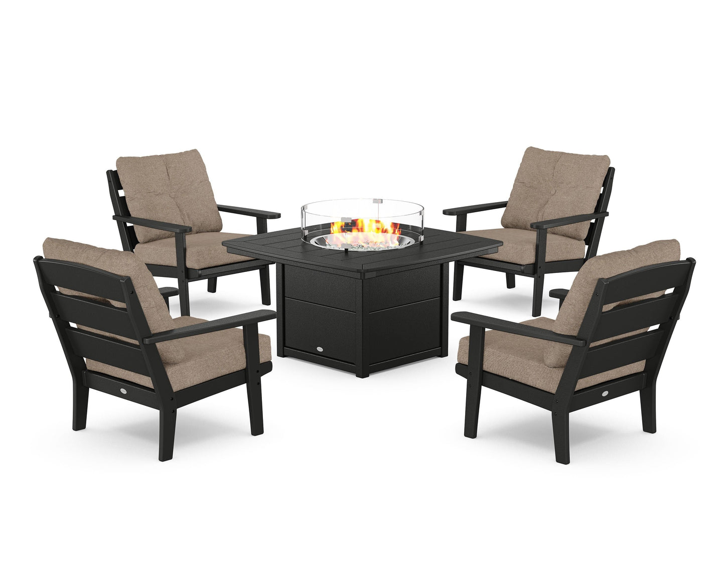 Lakeside 5-Piece Deep Seating Set with Nautical Fire Pit Table