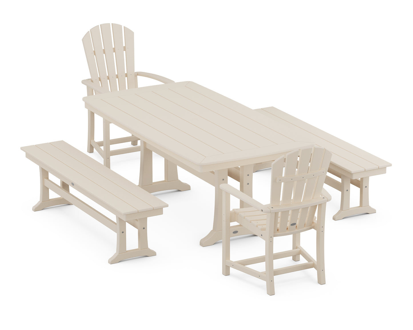 Palm Coast 5-Piece Dining Set with Trestle Legs