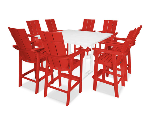 Modern Curveback Adirondack 9-Piece Farmhouse Trestle Bar Set