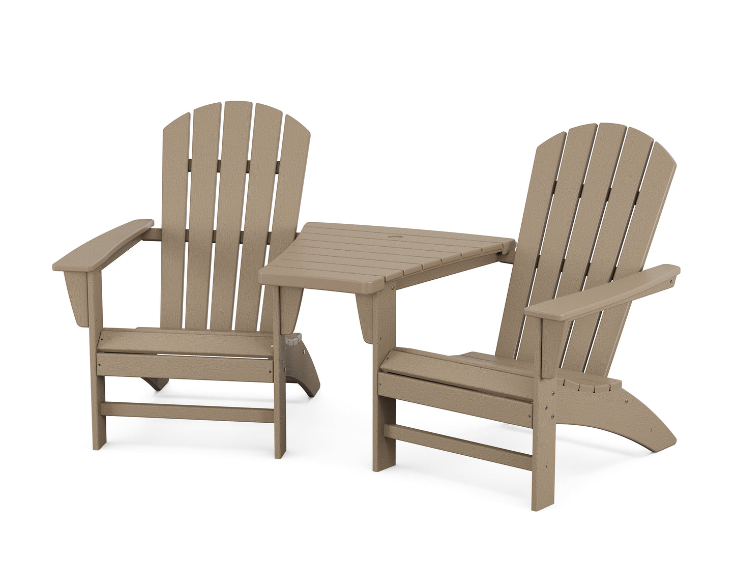Nautical 3-Piece Adirondack Set with Angled Connecting Table