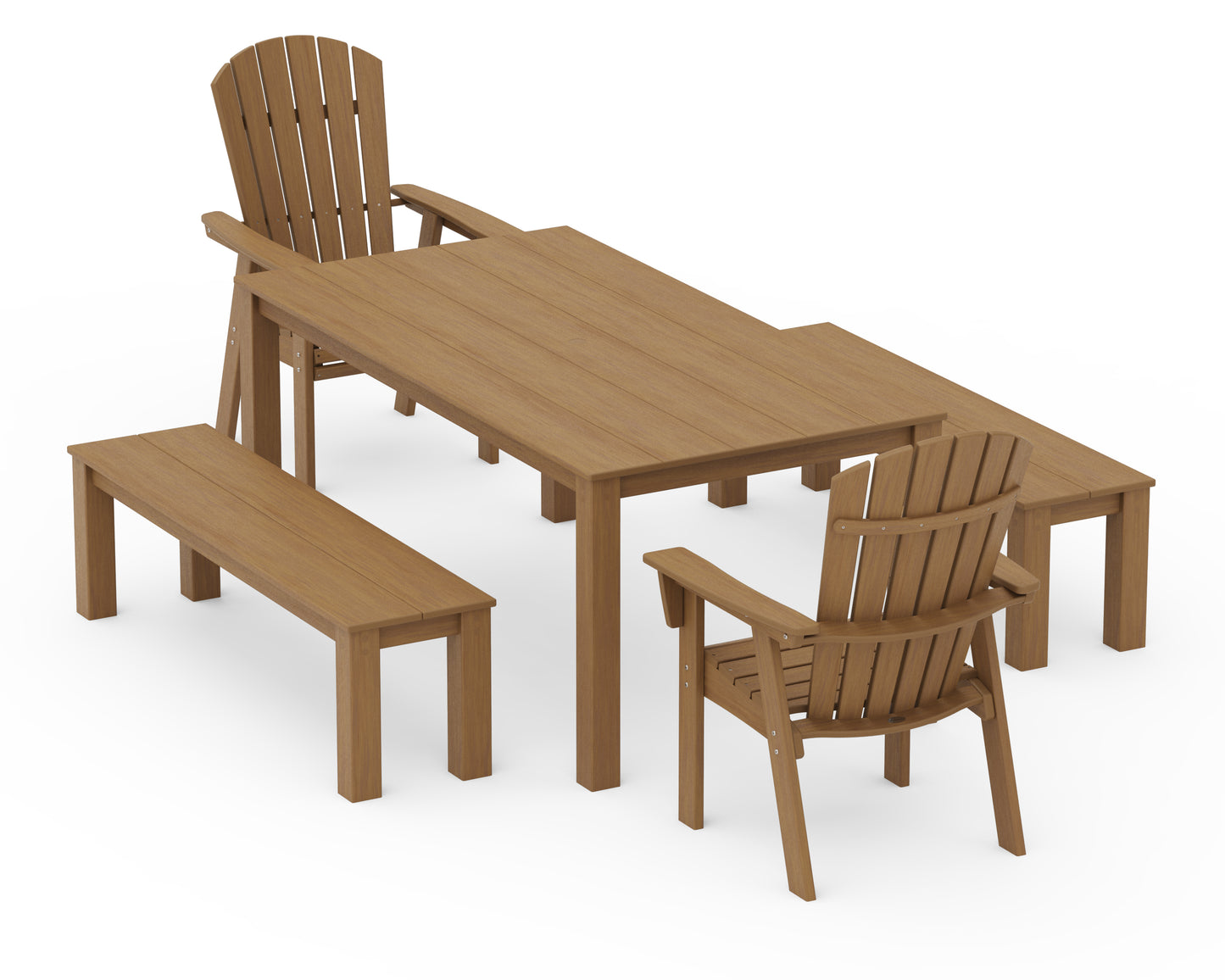 Nautical Curveback Adirondack 5-Piece Parsons Dining Set with Benches