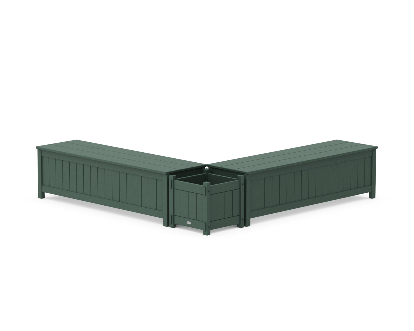 60" Vineyard L- Shaped Planter Storage Bench Set