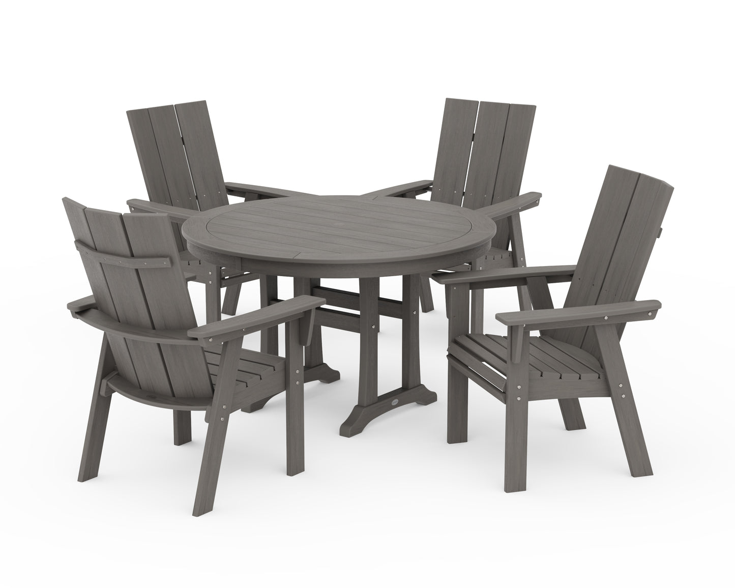 Modern Curveback Adirondack 5-Piece Nautical Trestle Dining Set