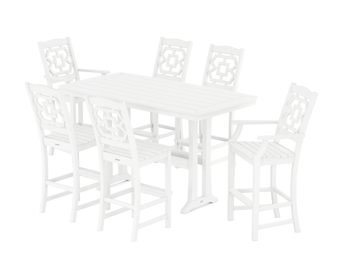 Chinoiserie 7-Piece Bar Set with Trestle Legs