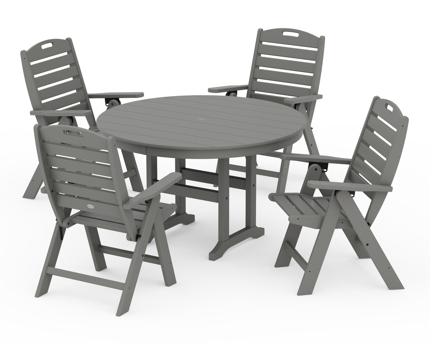 Nautical Folding Chair 5-Piece Round Farmhouse Dining Set