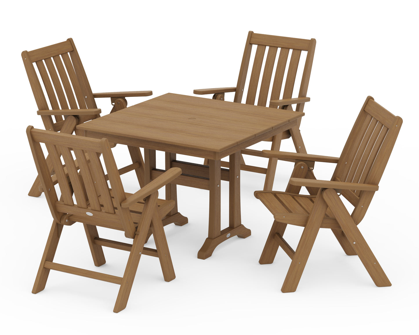Vineyard Folding 5-Piece Farmhouse Dining Set With Trestle Legs