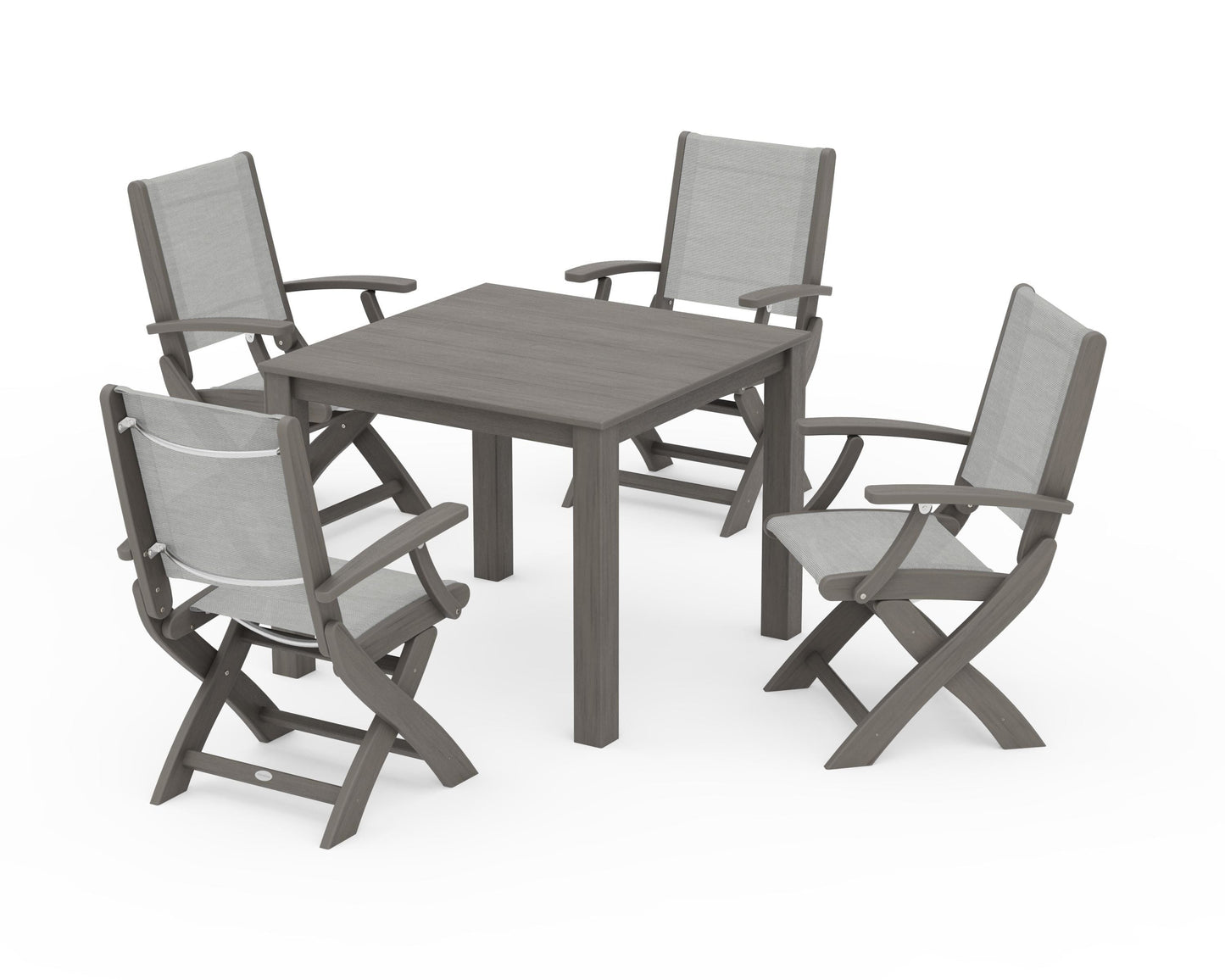 Coastal Folding Chair 5-Piece Parsons Dining Set