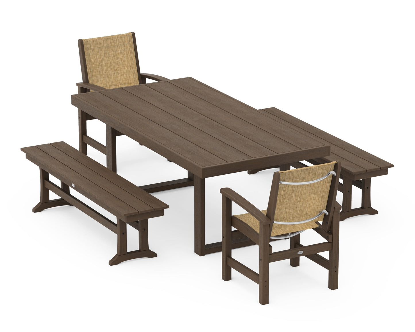 Coastal 5-Piece Dining Set with Trestle Legs