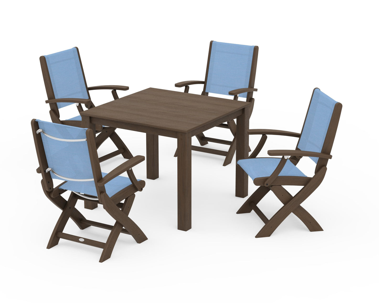 Coastal Folding Chair 5-Piece Parsons Dining Set