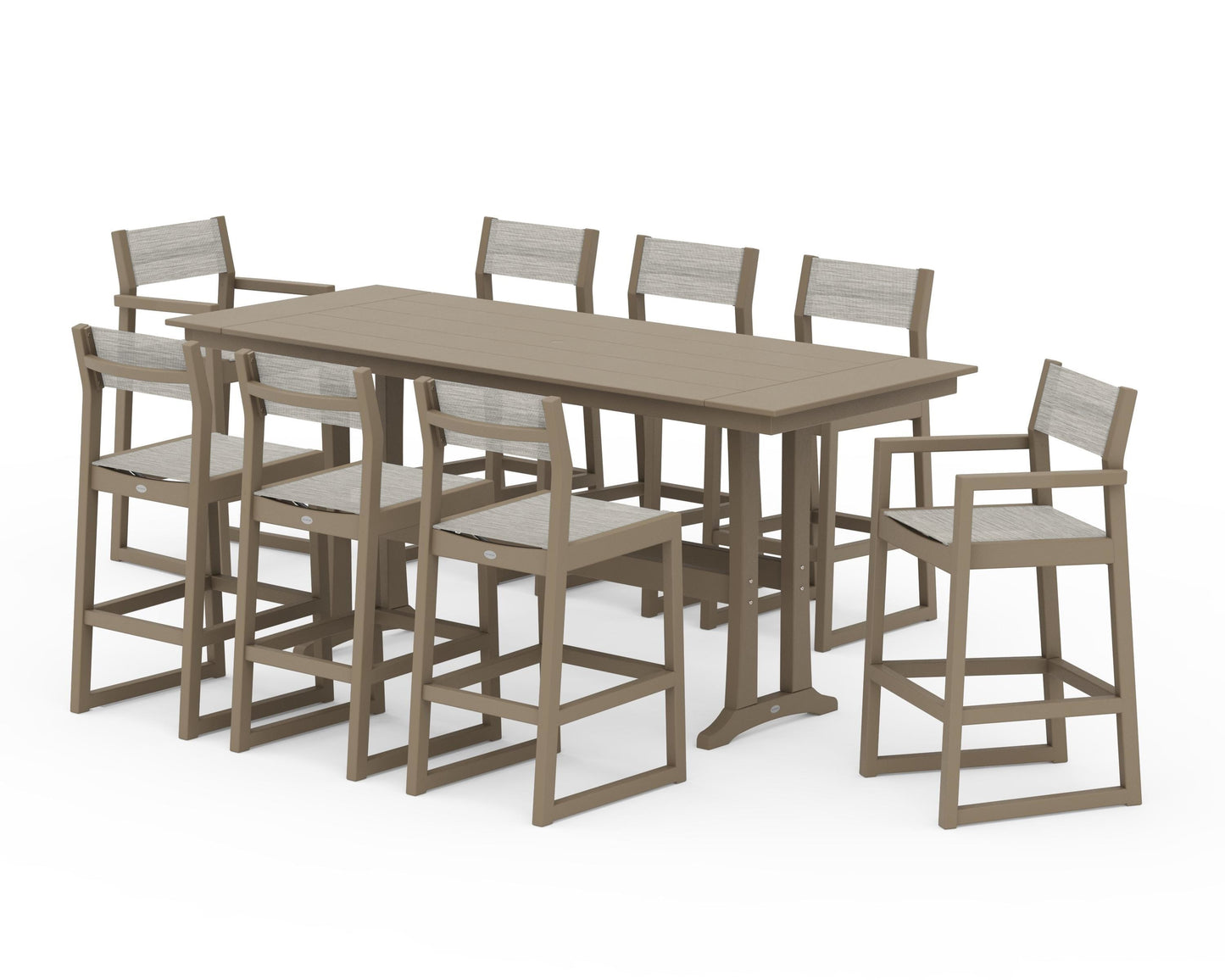 EDGE Sling 9-Piece Farmhouse Bar Set with Trestle Legs