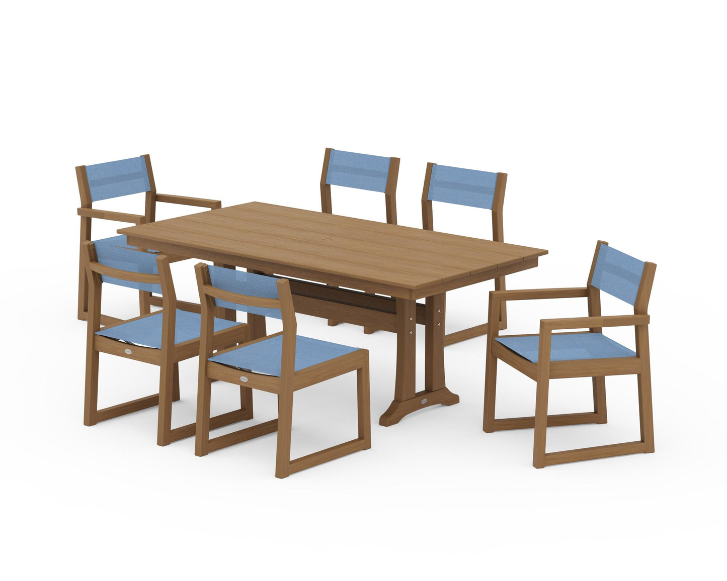 EDGE Sling 7-Piece Farmhouse Trestle Dining Set