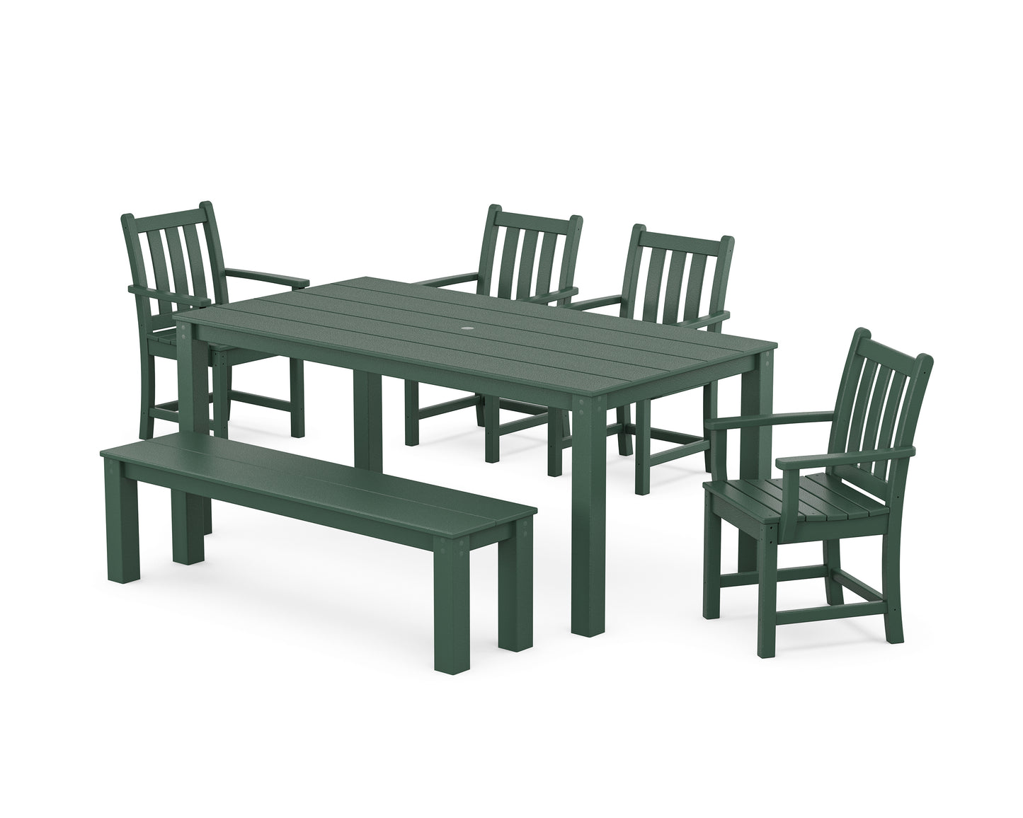 Traditional Garden 6-Piece Parsons Dining Set with Bench