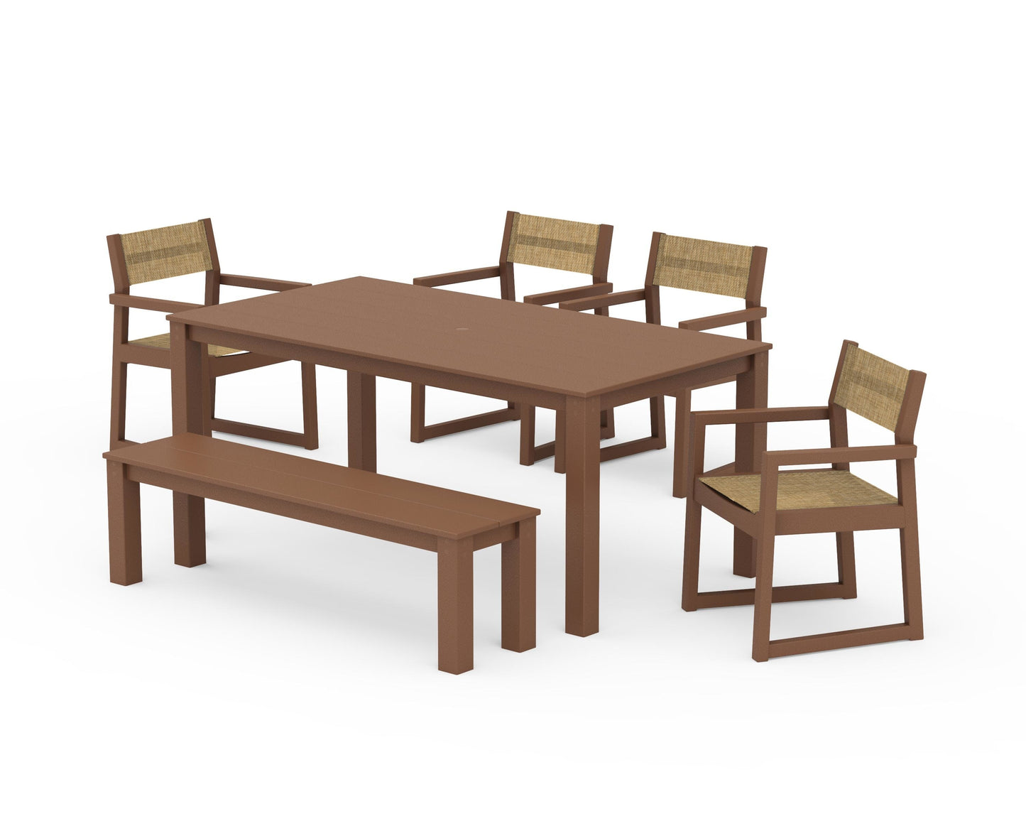 EDGE Sling Arm Chair 6-Piece Parsons Dining Set with Bench