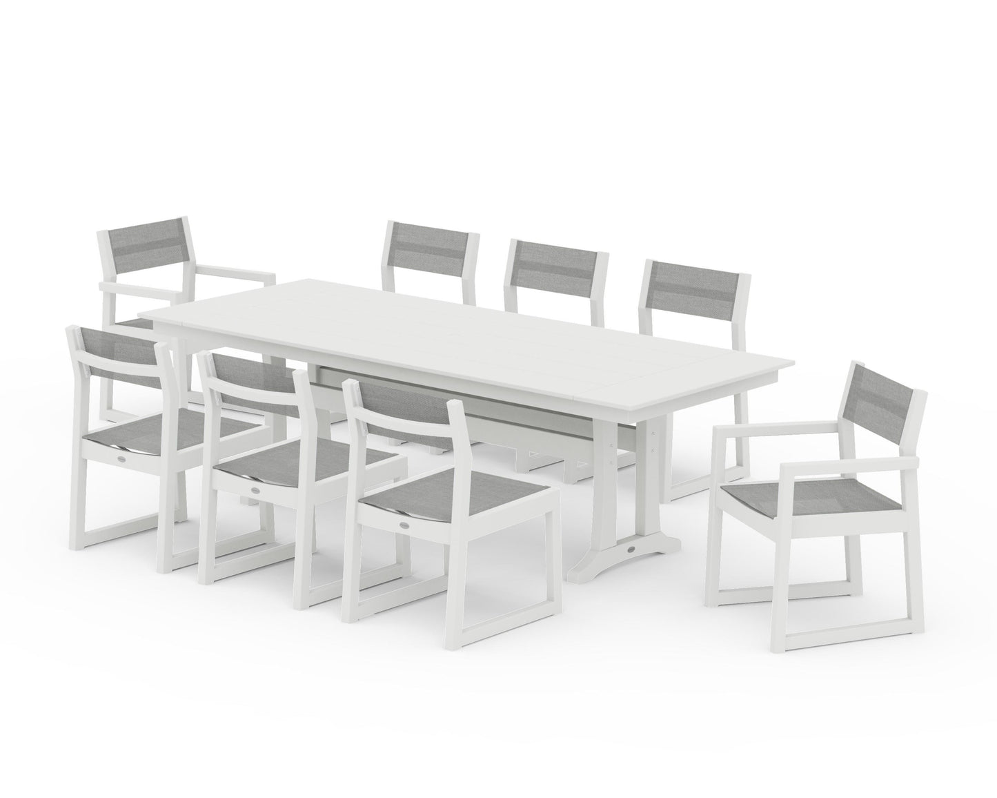 EDGE Sling 9-Piece Farmhouse Trestle Dining Set