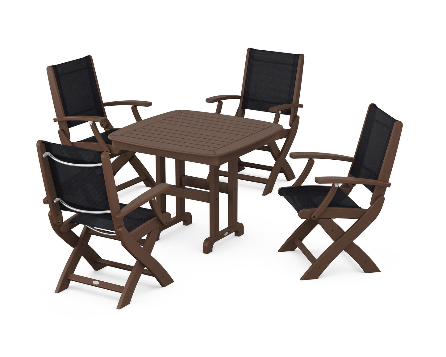 Coastal Folding Chair 5-Piece Dining Set