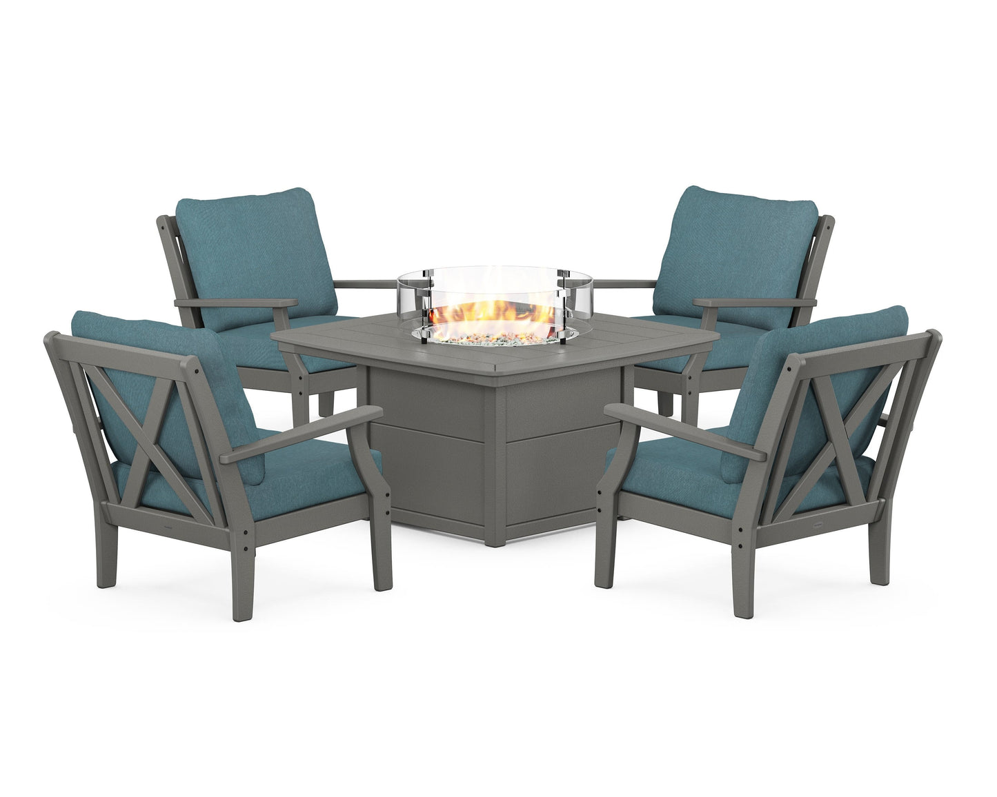 Braxton 5-Piece Deep Seating Conversation Set with Fire Pit Table