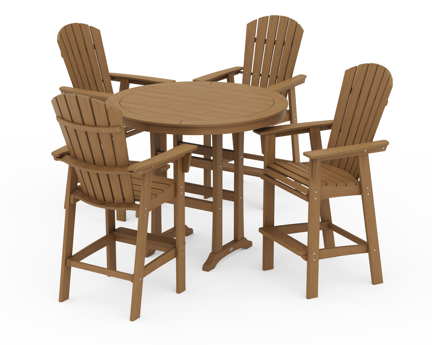 Nautical Curveback Adirondack 5-Piece Round Trestle Bar Set